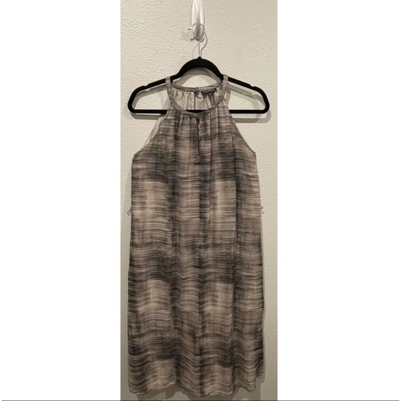 EILEEN FISHER Limestone Silk Midi Halter Print Dress - Picture 2 of 7